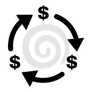 Dollar money change icon, trade cash information web symbol, convert sign vector illustration photo