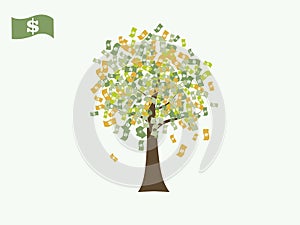 Dollar money currency tree vector