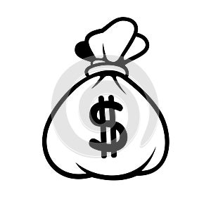 Dollar Money Icon with Bag. Vector.