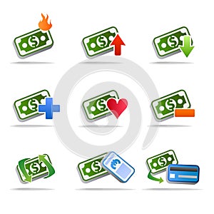 Dollar money icon set