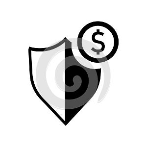 Dollar money protection icon vector sign and symbol isolated on white background, Dollar money protection logo concept