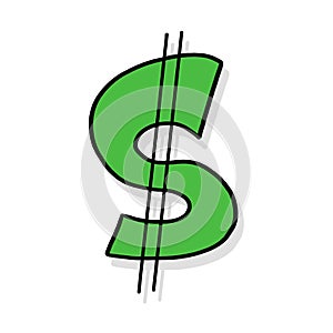 Dollar money sign illustration isolated on white background