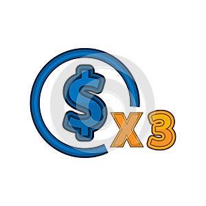 Dollar multiplied by three. Illustrations increase revenue threefold photo