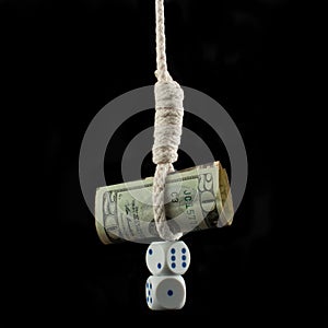 Dollar, noose and dices