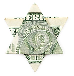 Dollar origami star of David