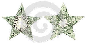 Dollar origami star isolated