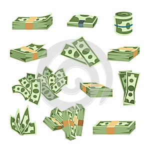 Dollar paper business finance money stack of bundles us banking edition and banknotes bills isolated wealth sign