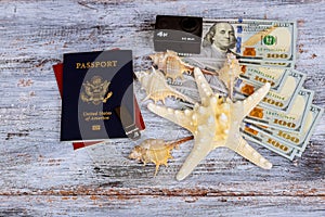 Dollar with passport and Money saving and travel holiday concept