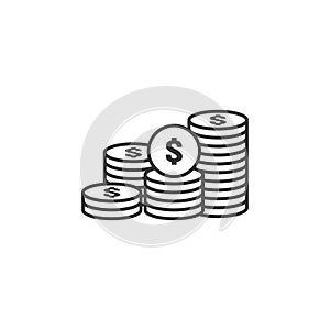 dollar pile coins icon. gold golden money stack for profit financing. business investment growth concept for info graphics, websit