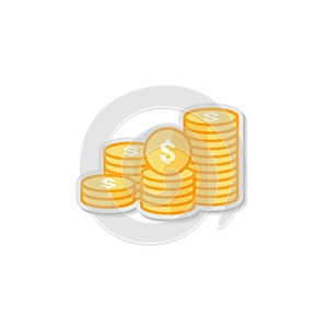 dollar pile coins icon. gold golden money stack for profit financing. business investment growth concept for info graphics, websit