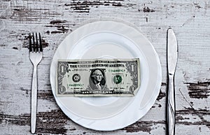 Dollar on plate