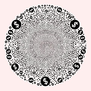 Dollar Price Icon Collage Exploding Round Globula