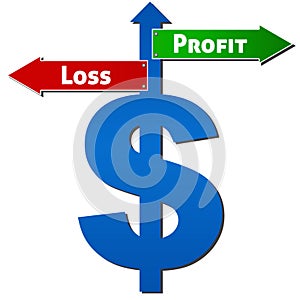 Dollar with Profit Loss Sign