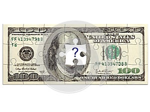 Dollar puzzle with question mark