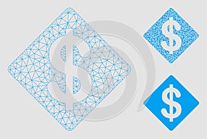 Dollar Rhombus Vector Mesh Network Model and Triangle Mosaic Icon