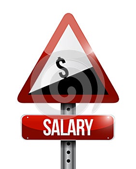 dollar salary falling warning sign illustration