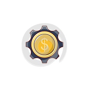 Dollar setting vector line flat icon