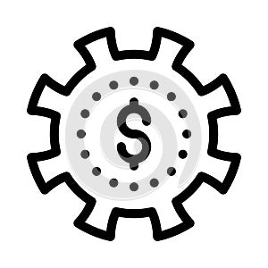 Dollar setting vector thin line icon