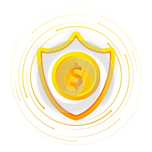 Dollar shield, great design for any purposes. Modern design. Business vector icon