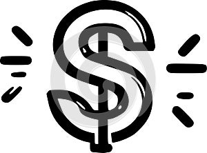 Dollar sign - black and white vector illustration