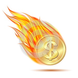 The dollar sign is blazing with fire