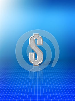 Dollar sign on blue background