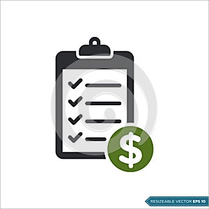 Dollar Sign Clipboard Icon Vector Template
