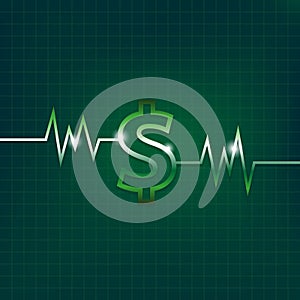 Dollar sign concept with pulsation