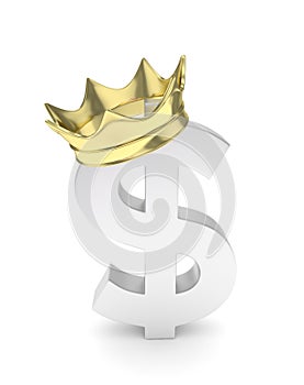 Dollar sign with crown. 3D rendering.