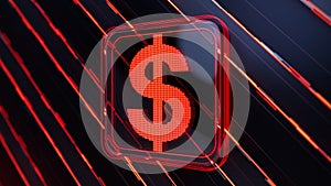 Dollar sign. Currency icon. Money. Exchange rate display board. 3d illustration