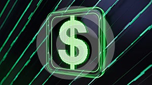 Dollar sign. Currency icon. Money. Exchange rate display board. 3d illustration