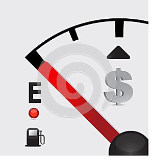 Dollar sign Gas tank almost empty