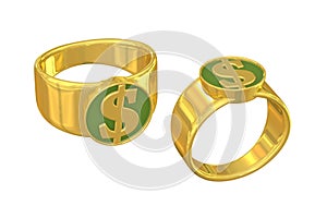 Dollar sign gold ring of wealth