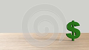 Dollar Sign green Isolated with cyan background. 3d render isolated illustration, business, managment, risk, money, cash, growth,