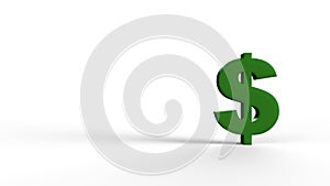 Dollar Sign green Isolated with cyan background. 3d render isolated illustration, business, managment, risk, money, cash, growth,