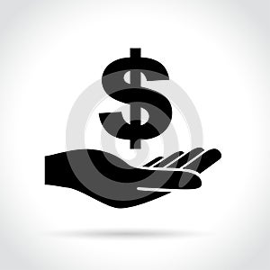 Dollar sign in hand icon