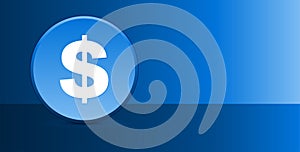 Dollar sign icon glassy modern blue button abstract background