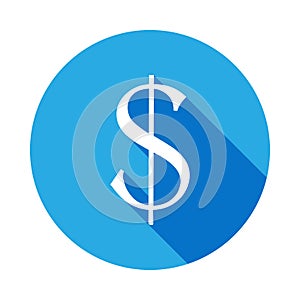 dollar sign icon with long shadow. Element of web icons. Premium quality graphic design icon. Signs and symbols collection for