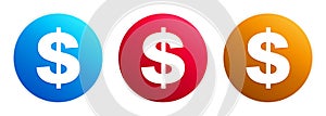 Dollar sign icon premium trendy round button set