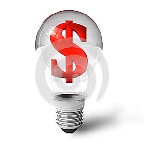 Dollar sign in lightbulb