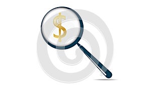 Dollar Sign and Magnifying Glass - Searching For Money Dollar Icon