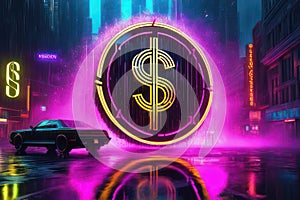 Dollar Sign Matrix Style Logo , Finance, Usd, Dollars Rain in Black Background