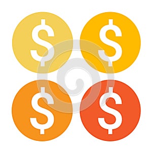 Dollar Sign Money Web Icon Colorful Set