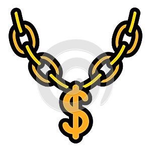 Dollar sign necklace icon, outline style