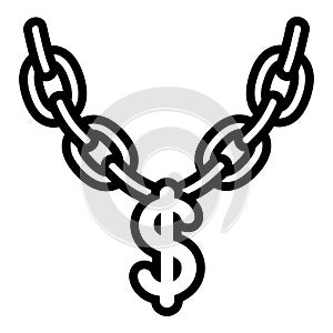 Dollar sign necklace icon, outline style