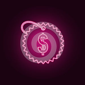 dollar sign neon icon. Elements of Sale set. Simple icon for websites, web design, mobile app, info graphics