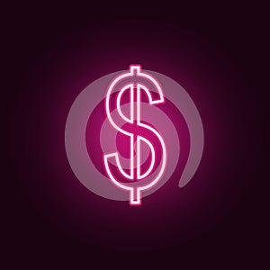 dollar sign neon icon. Elements of web set. Simple icon for websites, web design, mobile app, info graphics
