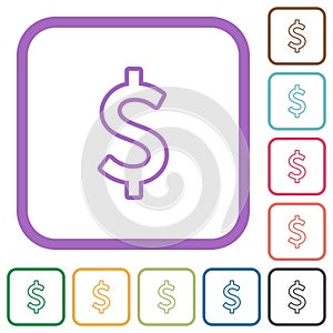 Dollar sign outline simple icons