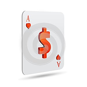 Dollar sign in playing card
