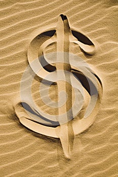 Dollar sign in the sand